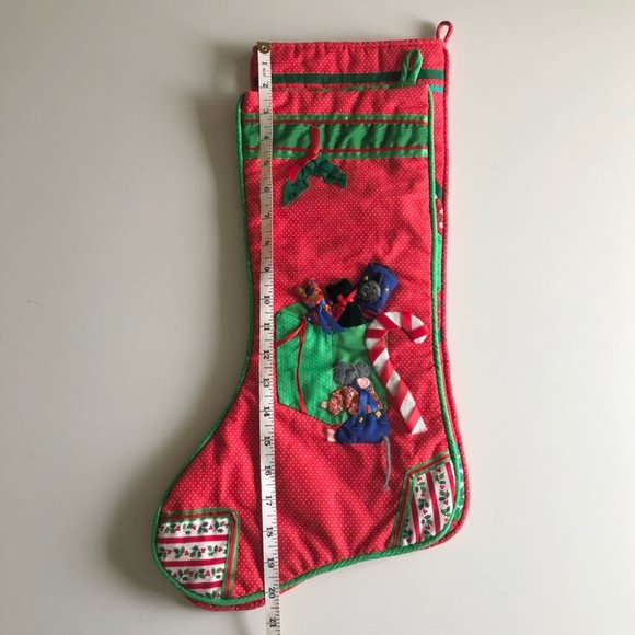 Vintage Handmade Christmas Stockings 3-D Toy Appliqué and Embroidery - Picture 8 of 8